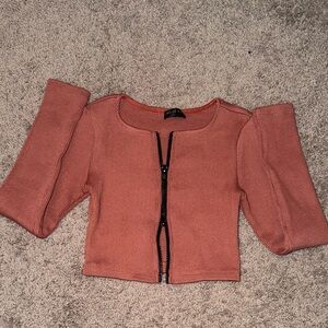 Women's Coral Zip-Up Top